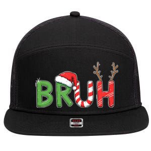 Bruh Christmas Funny Christmas 7 Panel Mesh Trucker Snapback Hat