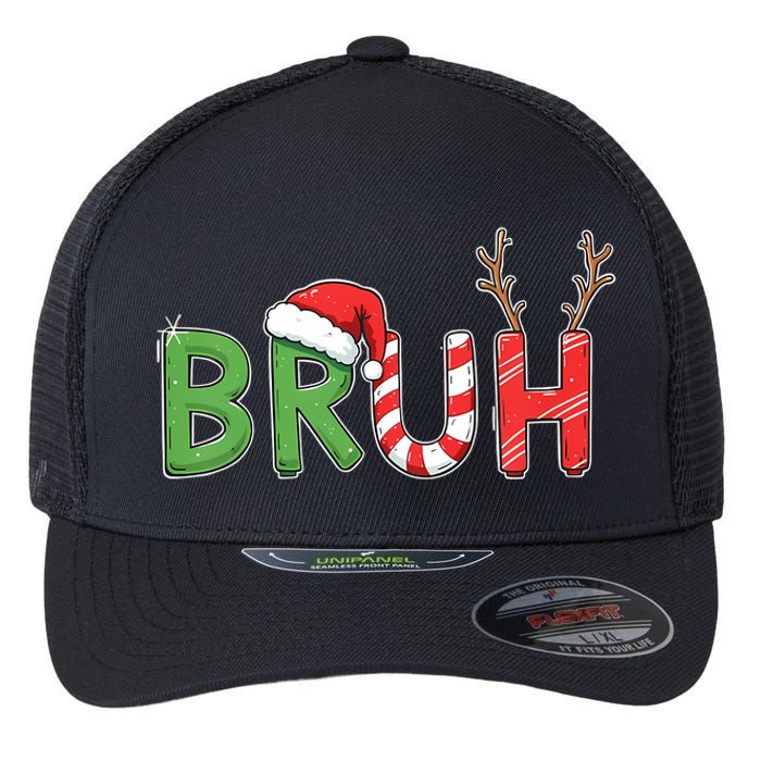 Bruh Christmas Funny Christmas Flexfit Unipanel Trucker Cap