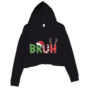 Bruh Christmas Funny Christmas Crop Fleece Hoodie