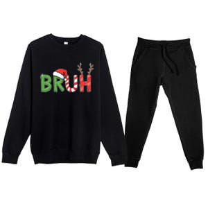 Bruh Christmas Funny Christmas Premium Crewneck Sweatsuit Set