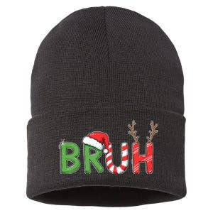 Bruh Christmas Funny Christmas Sustainable Knit Beanie