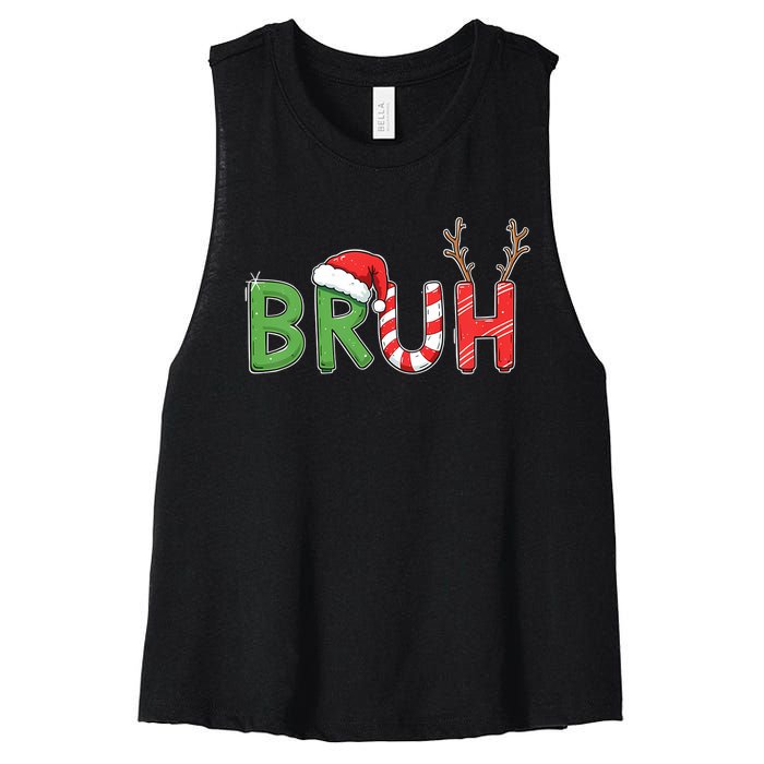 Bruh Christmas Funny Christmas Women's Racerback Cropped Tank