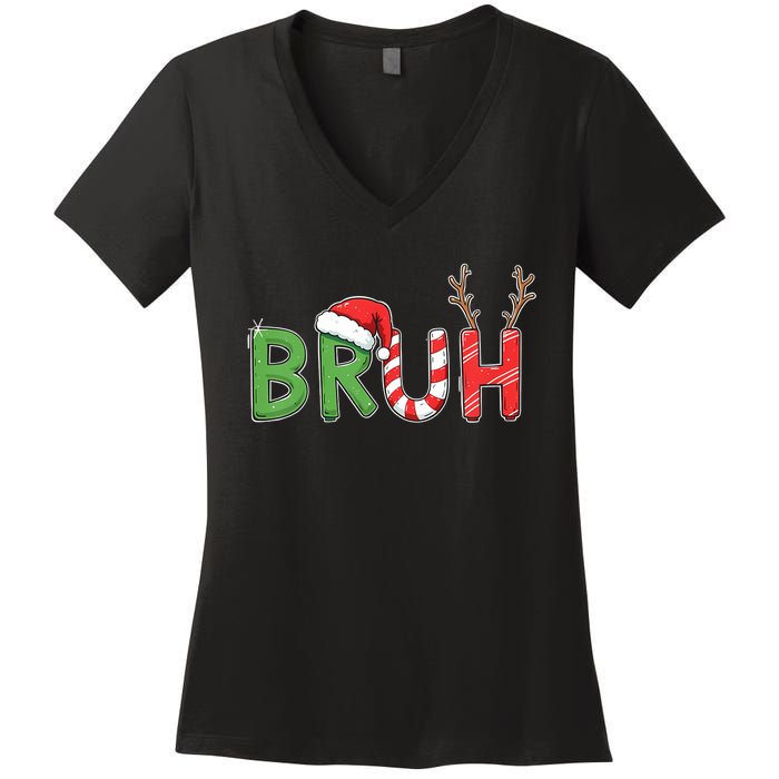 Bruh Christmas Funny Christmas Women's V-Neck T-Shirt