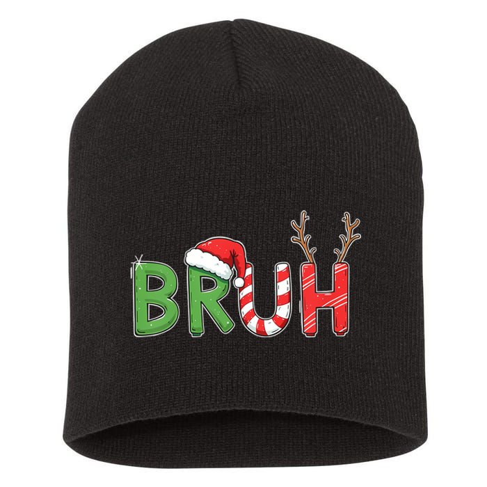 Bruh Christmas Funny Christmas Short Acrylic Beanie