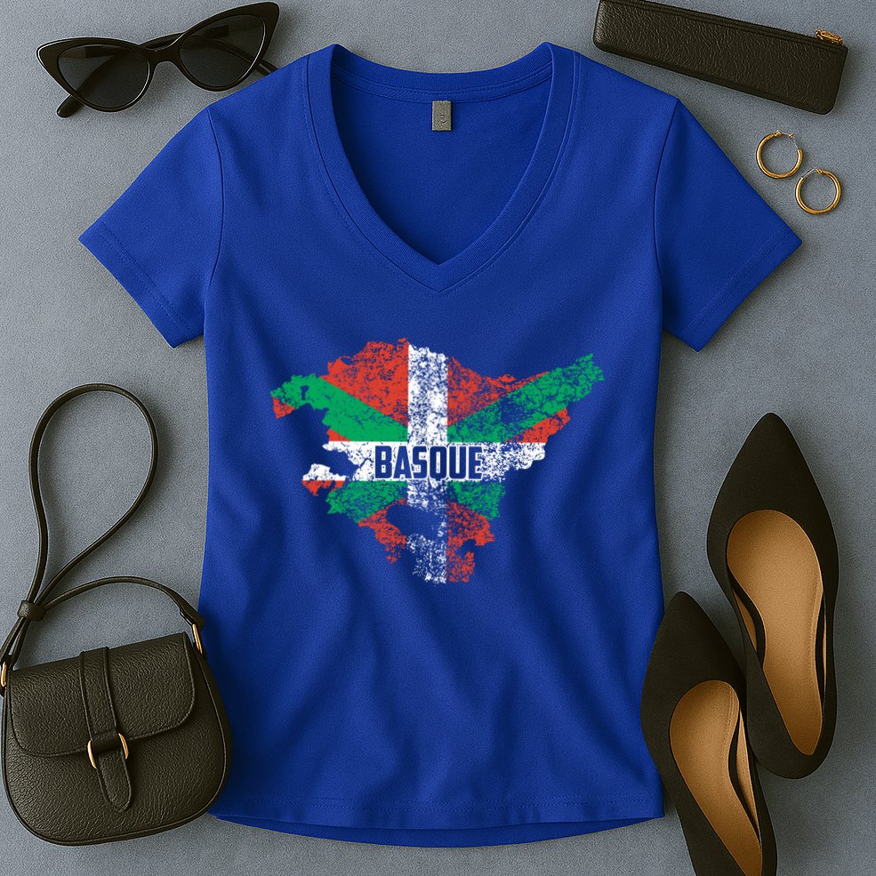 Basque Country Flag Euskadi Historical Roots Gift Meaningful Gift Women's V-Neck T-Shirt