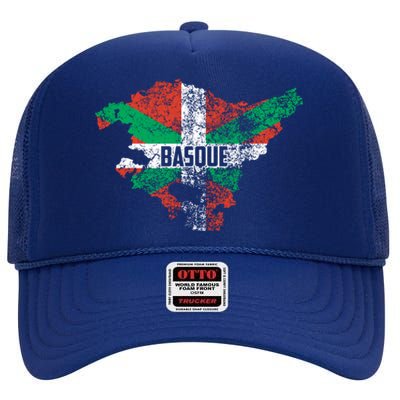 Basque Country Flag Euskadi Historical Roots Gift Meaningful Gift High Crown Mesh Back Trucker Hat