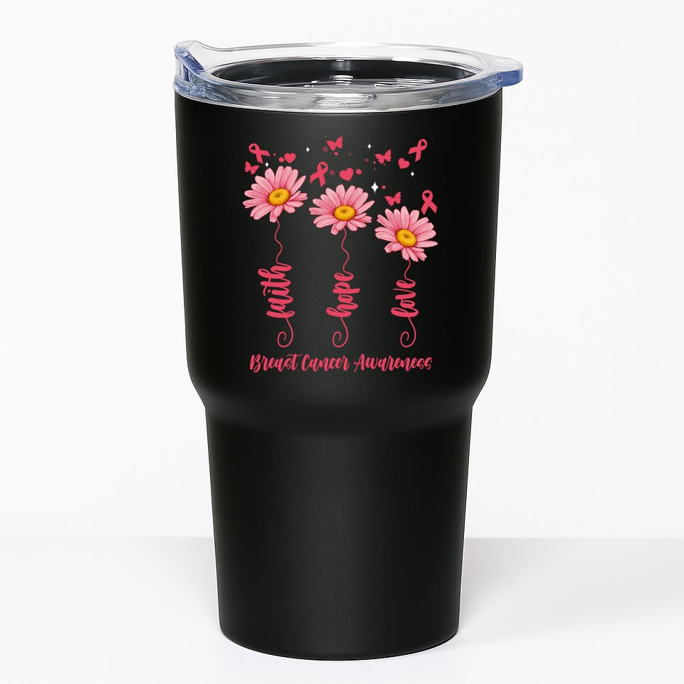 Breast Cancer Faith Hope Love Floral Tumbler