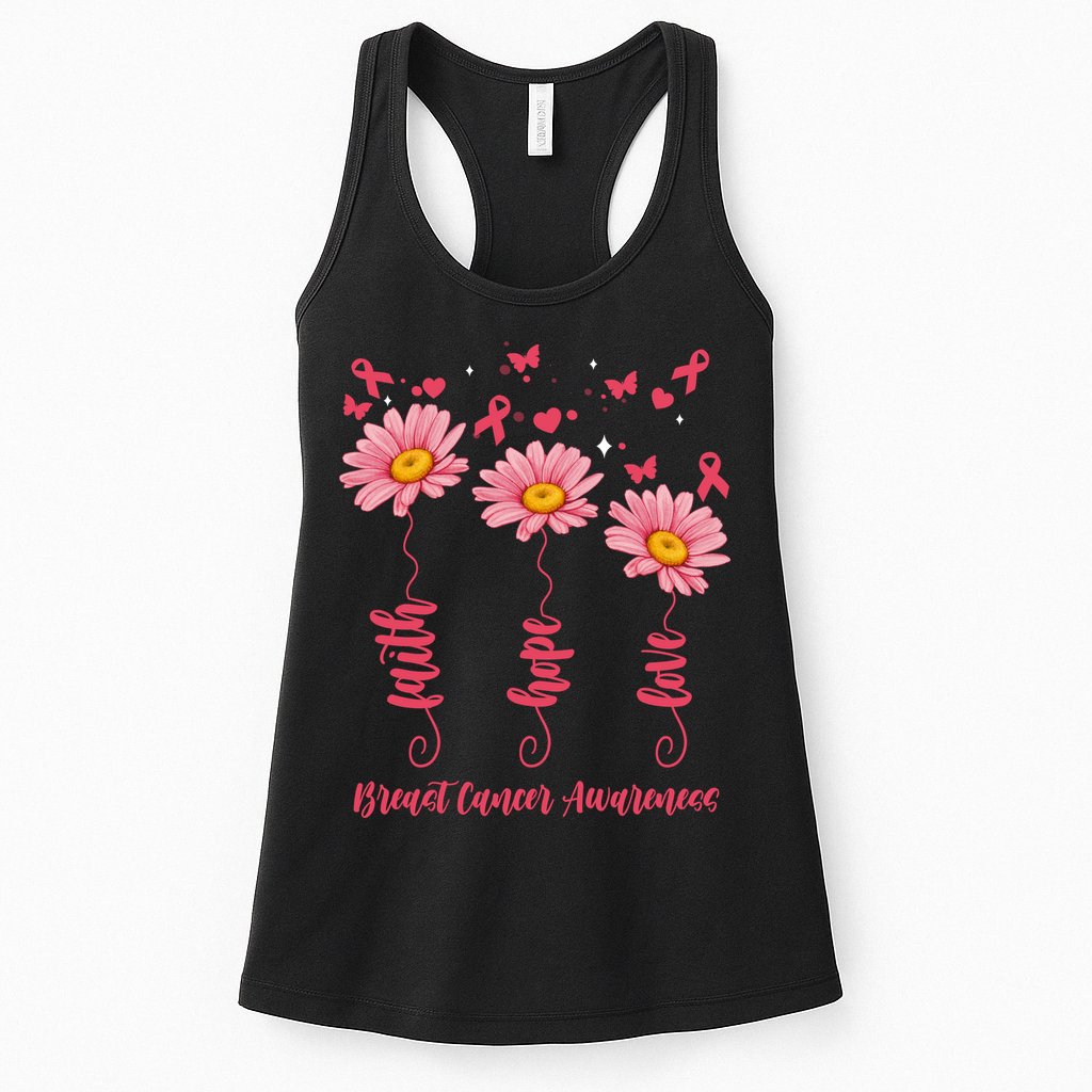 Breast Cancer Faith Hope Love Floral Womens Tank Top