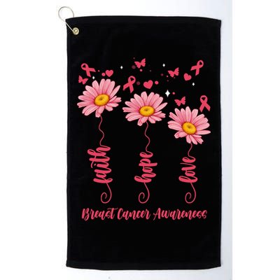 Breast Cancer Faith Hope Love Floral Golf Towel