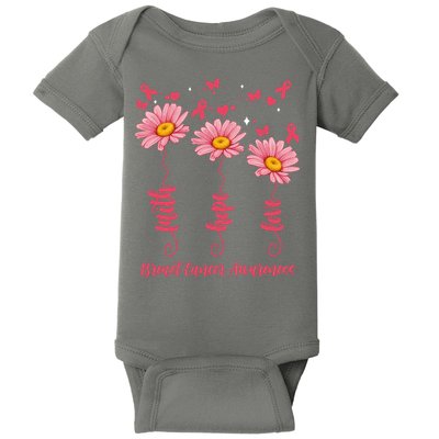 Breast Cancer Faith Hope Love Floral Baby Bodysuit
