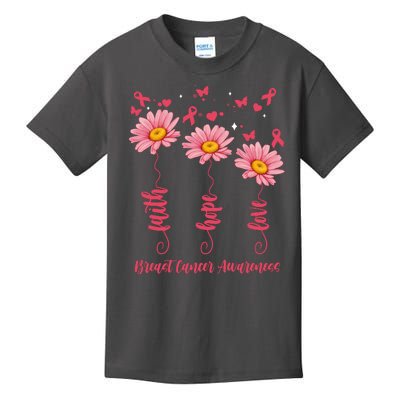 Breast Cancer Faith Hope Love Floral Kids T-Shirt