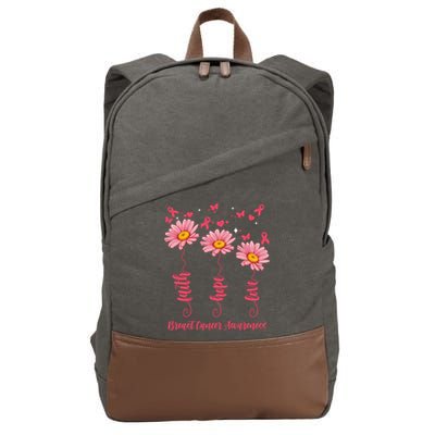 Breast Cancer Faith Hope Love Floral Cotton Canvas Backpack