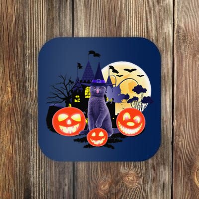 Black Cat Full Moon Bats Halloween Adult Costume Coaster