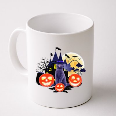 Black Cat Full Moon Bats Halloween Adult Costume Coffee Mug