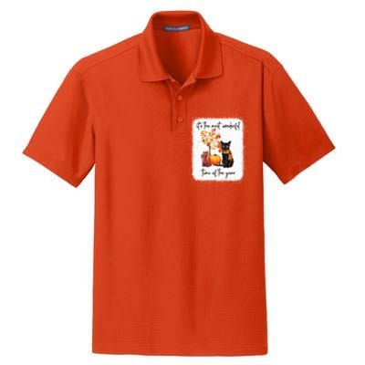 Black Cat Fall It‘s The Most Wonderful Time Of The Year Gift Dry Zone Grid Polo