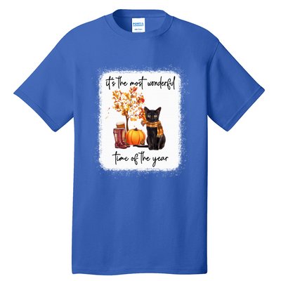 Black Cat Fall It‘s The Most Wonderful Time Of The Year Gift Tall T-Shirt