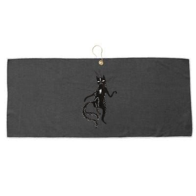 Black Cat Fun For Spooky Halloween Large Microfiber Waffle Golf Towel