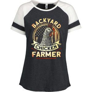 Backyard Chicken Farmer 4th Of July Usa Flag Enza Ladies Jersey Colorblock Tee