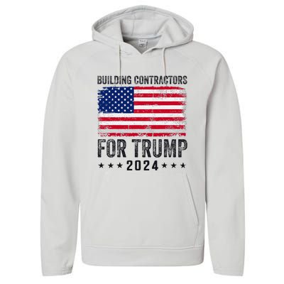 Building Contractors For Trump 2024 Performance Fleece Hoodie