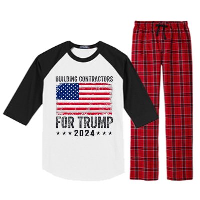 Building Contractors For Trump 2024 Raglan Sleeve Pajama Set