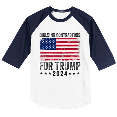 Building Contractors For Trump 2024 Baseball Sleeve Shirt