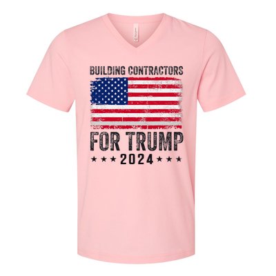 Building Contractors For Trump 2024 V-Neck T-Shirt