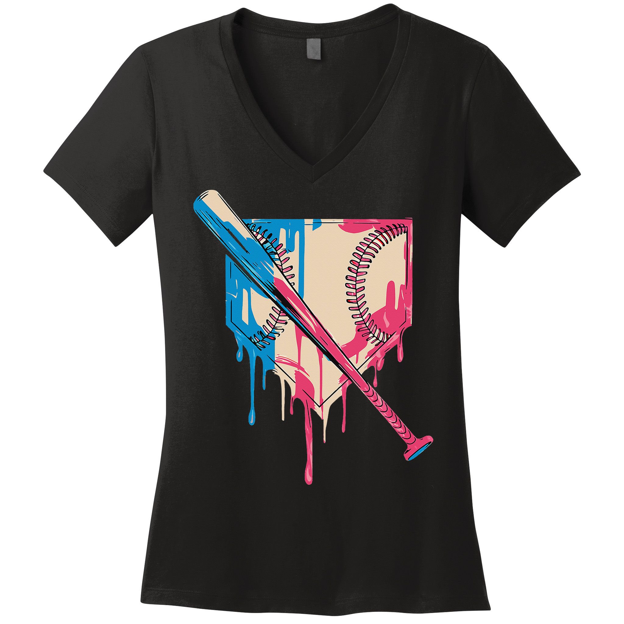 Baseball Cute For Women Ice Cream Cute Baseball Gift Women's V-Neck T-Shirt