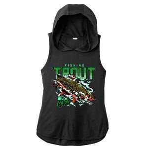 Big Catch Fishing For Trout Ladies PosiCharge Tri-Blend Wicking Draft Hoodie Tank