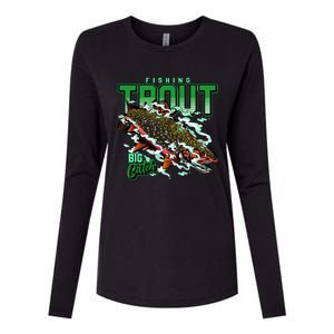 Big Catch Fishing For Trout Womens Cotton Relaxed Long Sleeve T-Shirt