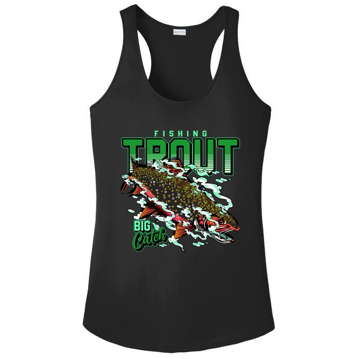 Big Catch Fishing For Trout Ladies PosiCharge Competitor Racerback Tank