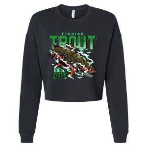 Big Catch Fishing For Trout Cropped Pullover Crew