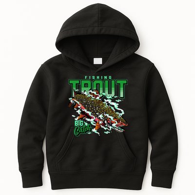 Big Catch Fishing For Trout Kids Hoodie