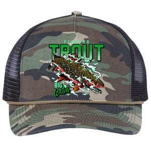 Big Catch Fishing For Trout Retro Rope Trucker Hat Cap