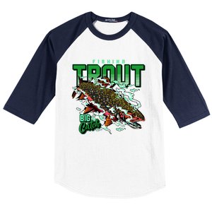 Big Catch Fishing For Trout Baseball Sleeve Shirt