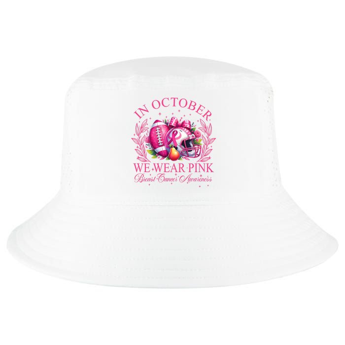 Breast Cancer Football In October We Wear Cool Comfort Performance Bucket Hat