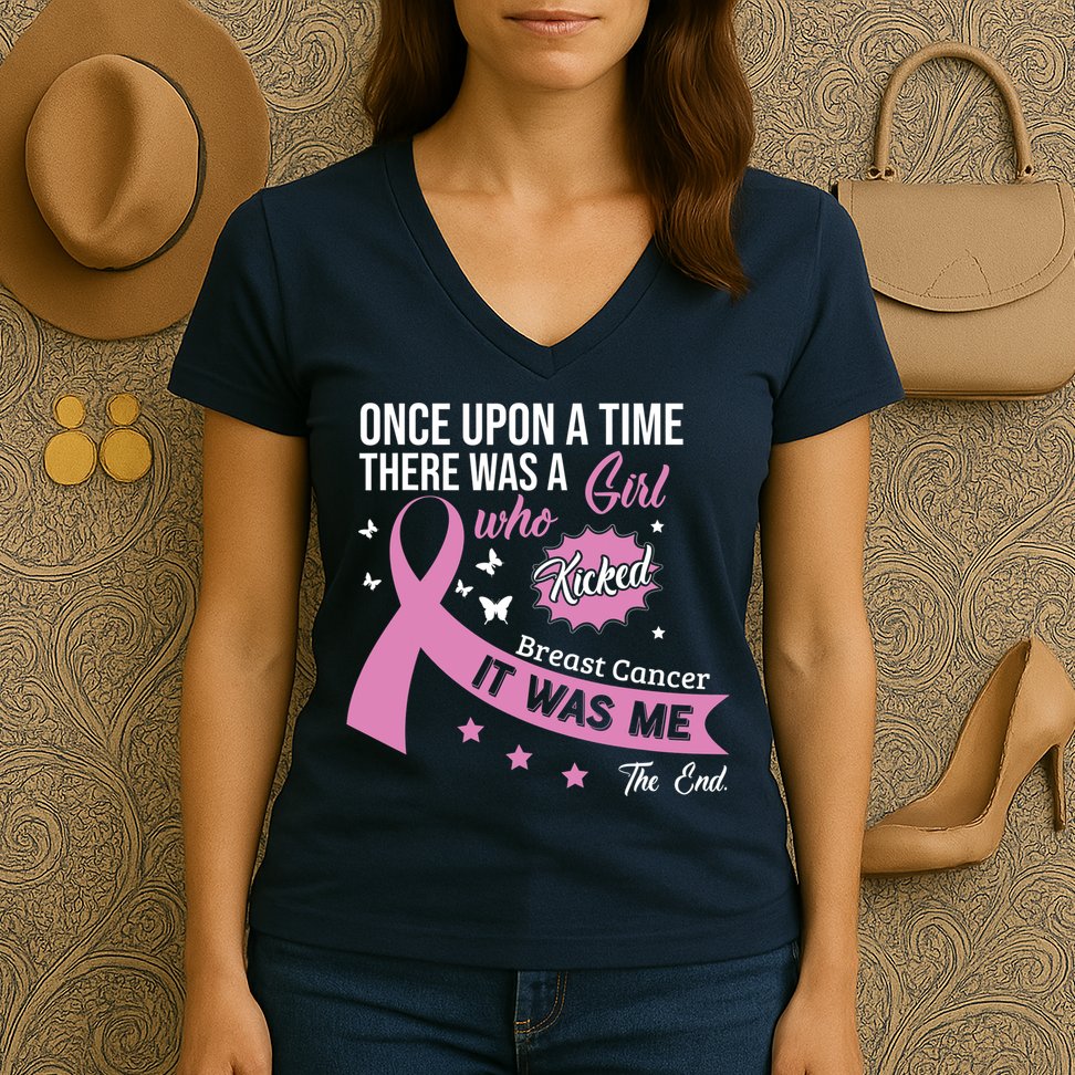 Breast Cancer Fight Cancer Ribbon Women's V-Neck T-Shirt