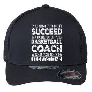 Basketball Coach Funny Thank You For Dad Mom Cute Gift Flexfit Unipanel Trucker Cap