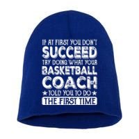 Basketball Coach Funny Thank You For Dad Mom Cute Gift Short Acrylic Beanie