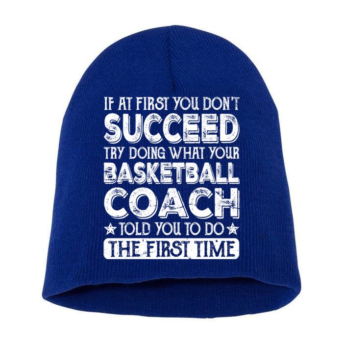 Basketball Coach Funny Thank You For Dad Mom Cute Gift Short Acrylic Beanie