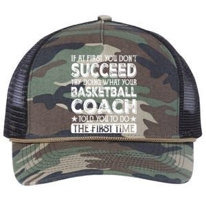 Basketball Coach Funny Thank You For Dad Mom Cute Gift Retro Rope Trucker Hat Cap