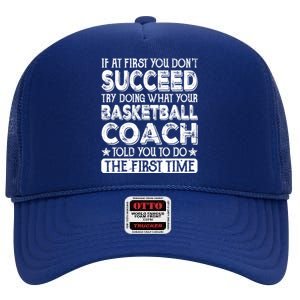 Basketball Coach Funny Thank You For Dad Mom Cute Gift High Crown Mesh Back Trucker Hat