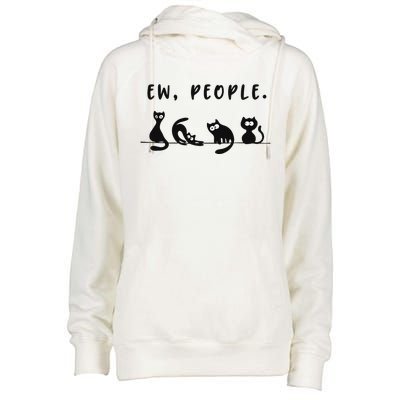 black cat funny wo ew people meowy cat lovers Womens Funnel Neck Pullover Hood