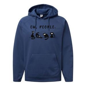 black cat funny wo ew people meowy cat lovers Performance Fleece Hoodie