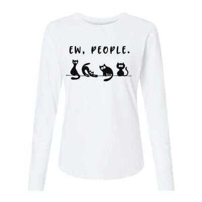 black cat funny wo ew people meowy cat lovers Womens Cotton Relaxed Long Sleeve T-Shirt