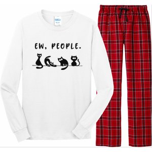 black cat funny wo ew people meowy cat lovers Long Sleeve Pajama Set