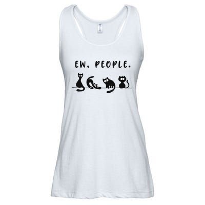 black cat funny wo ew people meowy cat lovers Ladies Essential Flowy Tank