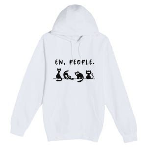 black cat funny wo ew people meowy cat lovers Premium Pullover Hoodie