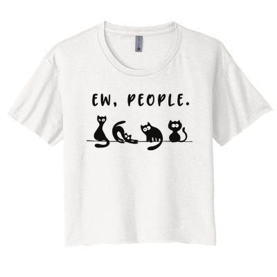 black cat funny wo ew people meowy cat lovers Women's Crop Top Tee