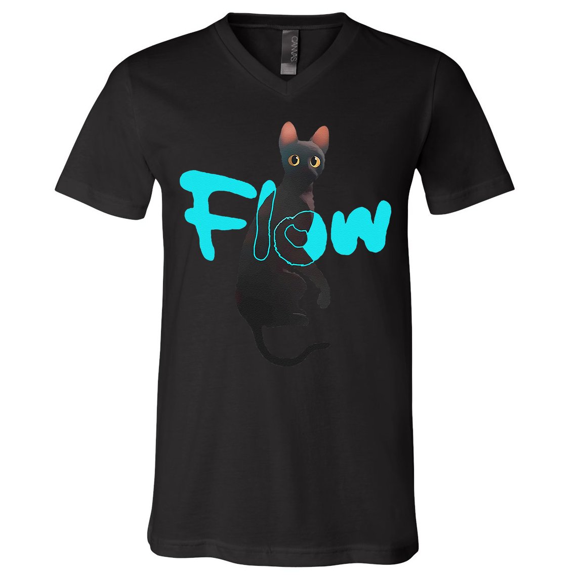 Black Cat Flow For Adult And V-Neck T-Shirt