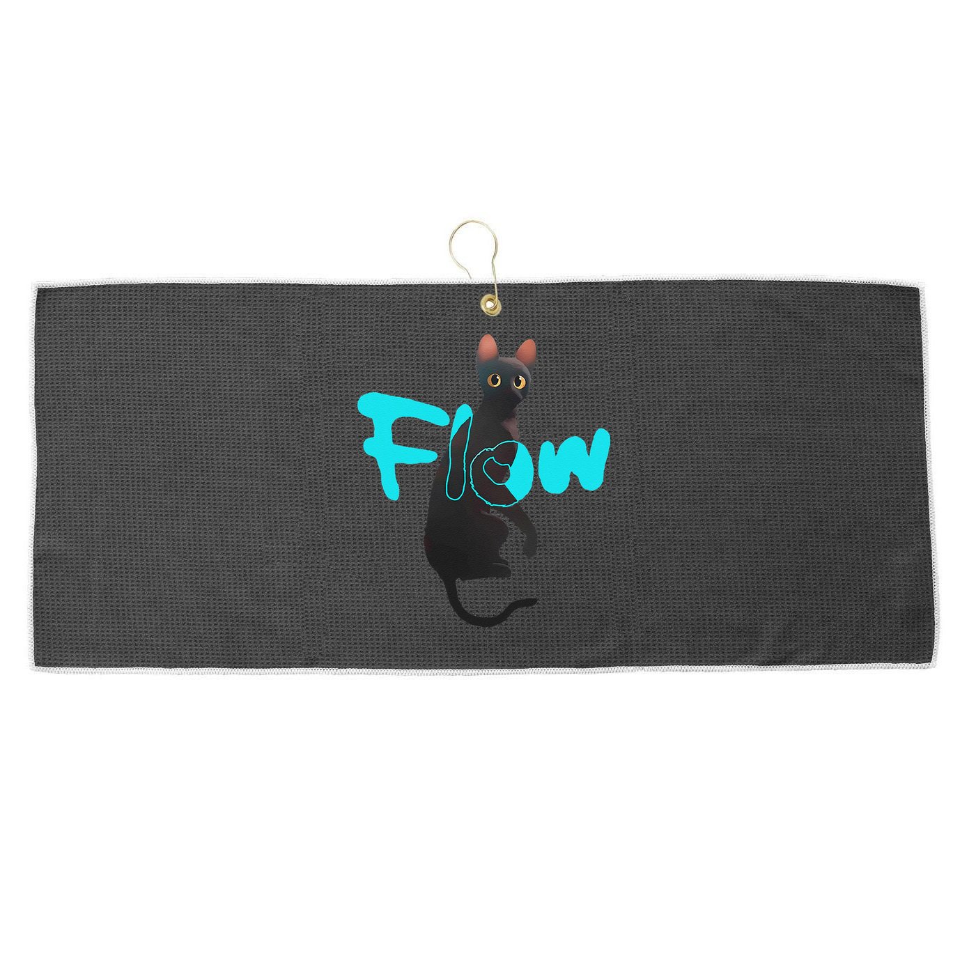 Black Cat Flow For Adult And Large Microfiber Waffle Golf Towel